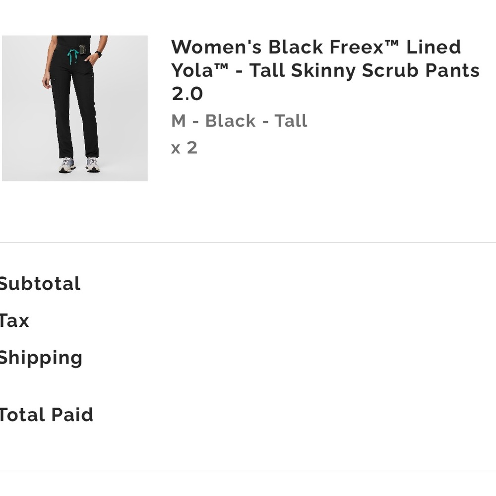 FIGS Black FreeX Lined Scrub Pants